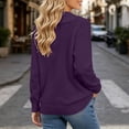 thumbnail image 5 of Vynhevius Women Sweater Solid Asymmetric Lapel Long Sleeve Casual Loose Knit Pullover Top, 5 of 5