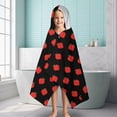 thumbnail image 6 of Red Strawberry Plants Black Pattern Hooded Bath Towel，60"x35" for Ages 3 To 12 Kids, Quick Dry Lightweight Soft Microfiber Hood Beach Towel Cover Up for Kids, 6 of 7
