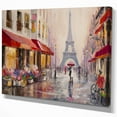 thumbnail image 4 of Lovers in Paris Eiffel Tower' Cityscapes Painting Print on Wrapped Canvas - Brown, 4 of 5