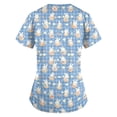 thumbnail image 5 of Easter Womens Scrub Tops Holiday V Neck Funny Bunny & Egg Printed Scrub Shirts Loose Casual Short Sleeve Scrubs Nursing Uniform Medical Nurse Workwear with Pockets Blue XL, 5 of 5