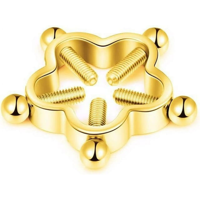 HUGFEGWE Anneaux de Perçage en Acier Inoxydable Réglables pour Tétons Non Percés (Fleur de Prunier, Or) UA824-23731