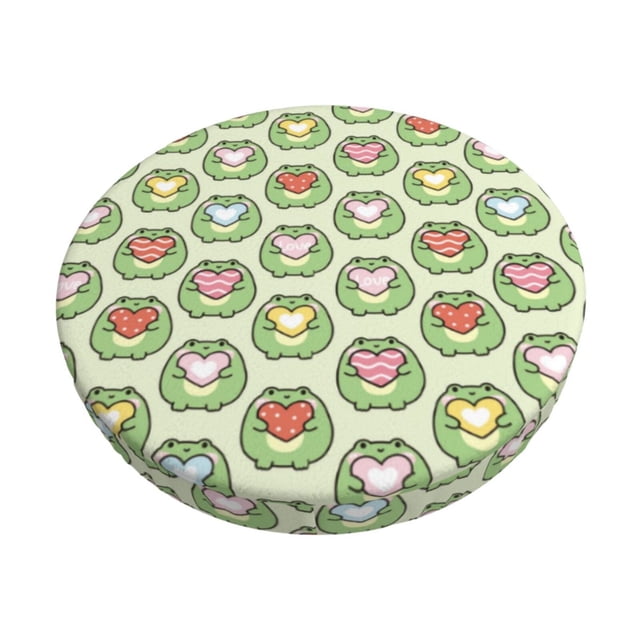 Balery Cute Chubby Frog Fundas de asiento para taburete de bar redondo de tela de terciopelo ajustables que protegen de arañazos y manchas para sillas de 14 a 17 pulgadas.-13 inch