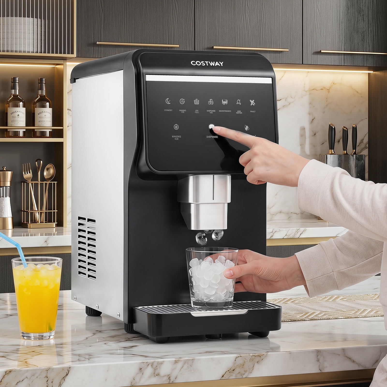 Costway Countertop Ice Machine with Self Dispensing, 80 LBS Per Day, 7.5 LBS Ice Storage