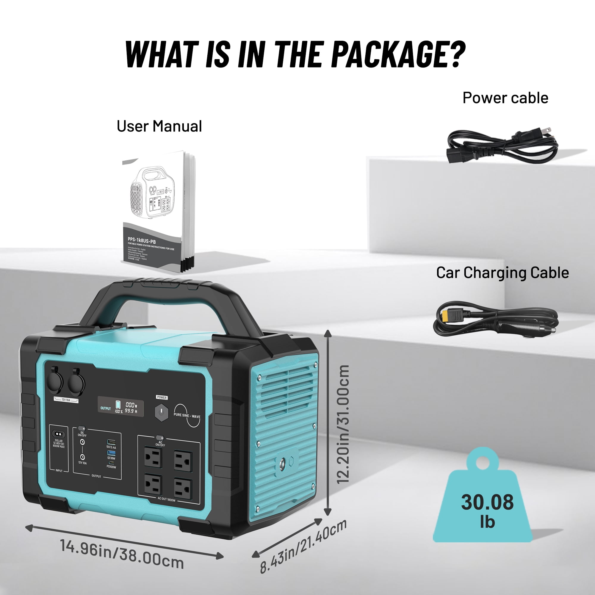 1800W Power Portable Power Station with 1024Wh Solar Generator,All-in-One Power Bank for Refrigerator, CPAP, Laptop, Phone, for Outdoor Camping, RV Travel, Van Life, Tailgating, Blackouts