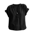 thumbnail image 4 of Womens Summer Tops Short Sleeve V Neck Simple Casual Blouse Daily All Match Daily Tops, 4 of 6