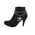 thumbnail image 2 of Women Silver Metal Chain Boot Bracelet Shoe Skeleton Skull Charm, 2 of 10