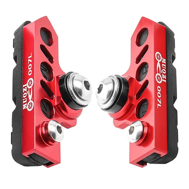 1 par de pastillas de freno de bicicleta duraderas de fibra de carbono tipo cajón, antideslizantes, sin ruido, negro rojo