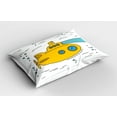 thumbnail image 2 of Ambesonne Yellow Submarine Pillow Sham 2 Pack, Ocean Bubbles, 26"x20", White Yellow Blue, 2 of 3