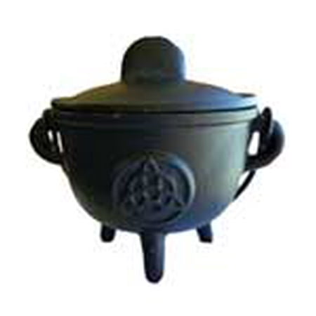 Triquetra Cast - Party Games Accessories Halloween Séance Cauldrons Triquetra Cast Iron Three Legged with Handle and Lid 5