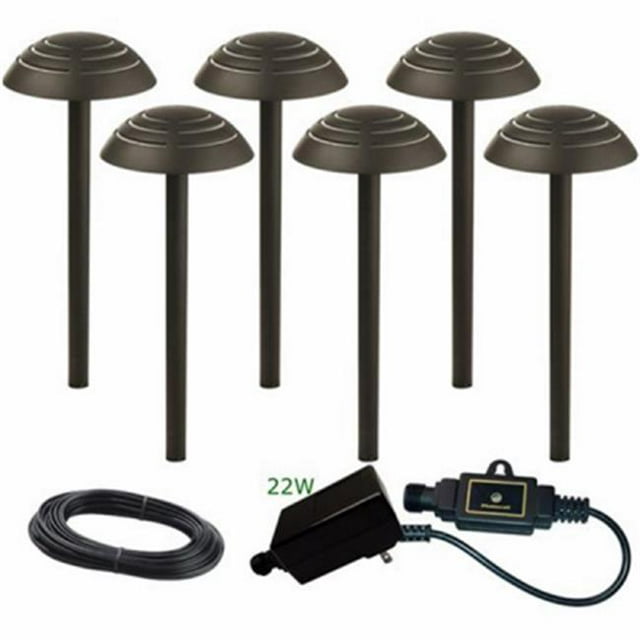 1.7W Warm White Cast Aluminum LED Path Light, Black with Plastic Lens - 6 Piece