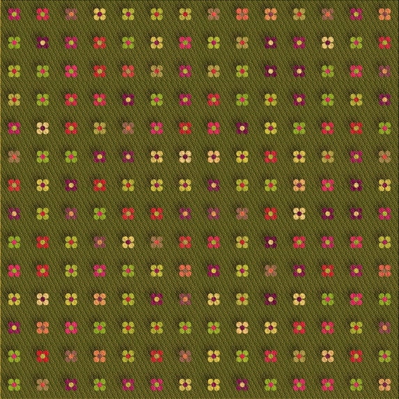 Ahgly Company Machine Washable Indoor Square Transitional Dark Yellow Green Area Rugs, 4' Square