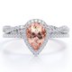 thumbnail image 1 of JeenMata Anillo de Bodas con Halo Pavé Morganita y Moissanita en Forma de Lágrima de 1,5 ct Melocotón: Conjunto de Anillo de Bodas con Cuerpo Retorcido Infinito: Baño de Oro Blanco de 18 K sobre Plata, 1 of 5