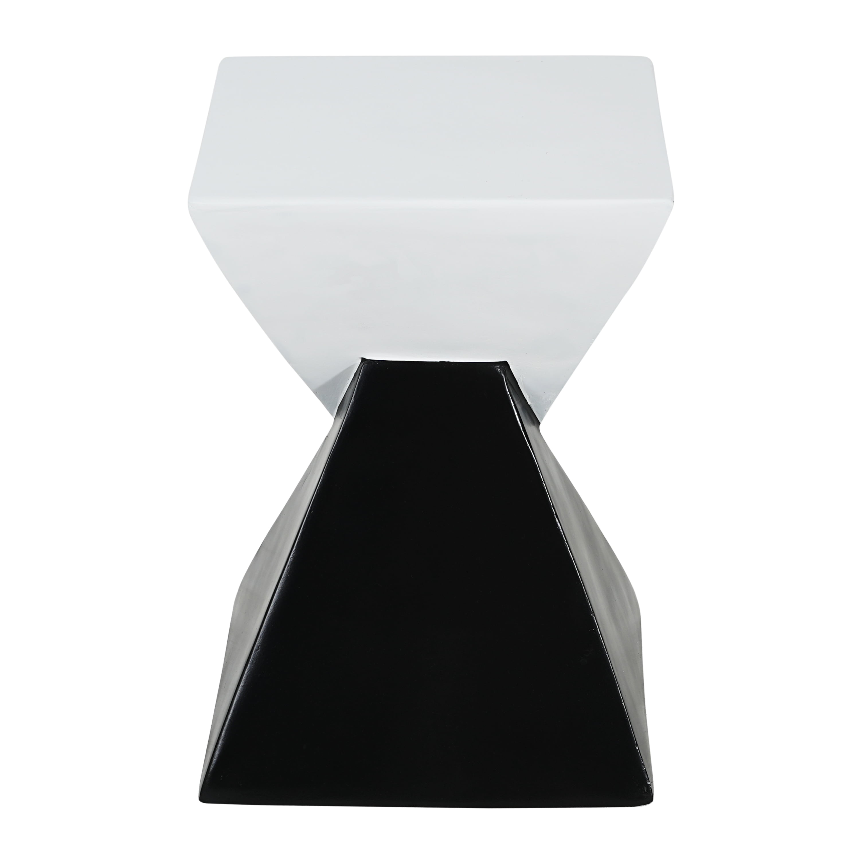 Geometric Side Table, Black and White Two Tone End Table for Living Room Patio Garden, Black and White