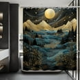 thumbnail image 3 of Mountain Shower Curtain Boho Mid Century Golden Moun Starry Moon River Plants Abstract Nature Landscape Bathroom Decor Set Waterproof Bathtub Curtain with 12 Hooks 72x72 inches, 3 of 6