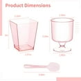 thumbnail image 4 of 50 Pcs Pink 5 oz Plastic Dessert Cups with Spoons, Mini Parfait and Charcuterie Cups for Party and Wedding, Includes Rectangular and Pedestal Cups, Disposable Reusable Vasitos para Postres, 4 of 5