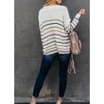 thumbnail image 6 of Asyoly Women’s Striped Knit Pullover Sweater V Neck Long Sleeve Casual Knitwear Cute Jumper Loose Tops, 6 of 6