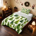 thumbnail image 2 of Manfei Christmas Tree Twin Comforter Sets Pine Bedding Set, Navy Silver 2pcs 1 Comforter and 1 Pillowcase, Gray Reversible, 2 of 6