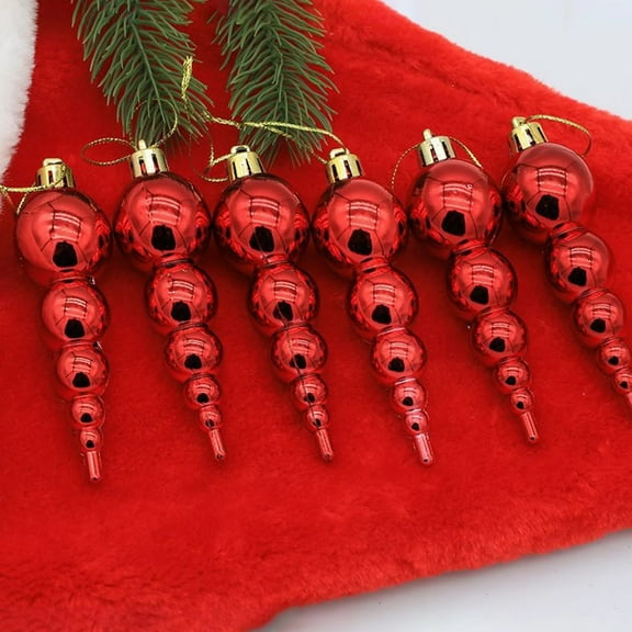 EZPXFCI 6 Pcs 3.9 Inch Burgundy Finial Christmas Ornaments Red Hanging Christmas Finials Ornaments Assorted Mercury Decor for Xmas Tree Vintage Holiday Decoration