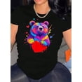 thumbnail image 2 of [Style Vibrant] T-Shirt Graphique Arc-en-Ciel Coloré pour Femmes - T-Shirt Décontracté Mignon à Col Rond et Manches Courtes, Mélange de Polyester Doux, Design Éclaboussé de Cœur et de Peinture, Parfait pour les Tenues d'Été, Été, 2 of 8