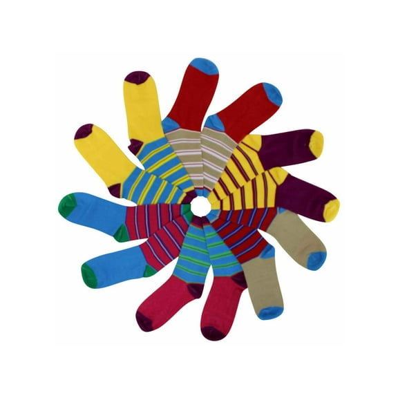 Colorful & Bright Stripe Womens 6 Pack Novelty Socks