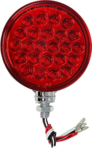 All Star Truck Parts 2pc Amber/Red 48 LED Round Double Face Stud Mount Pedestal Fender Stop Turn Tail Light for Truck Trailer Peterbilt Freightliner Heavy Duty Mack Western Star. Left and Right Side