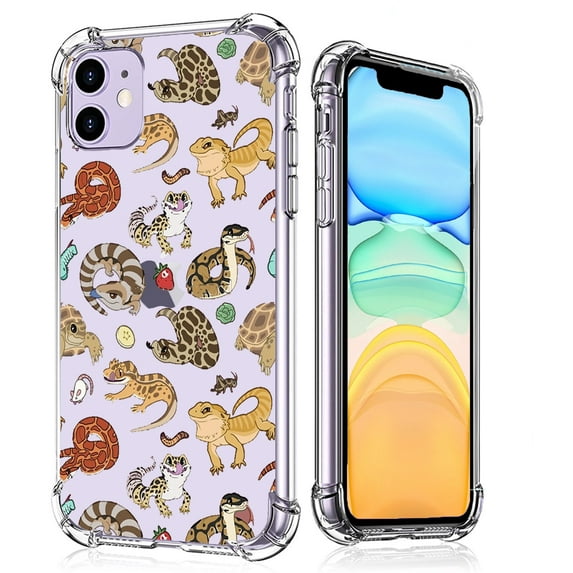 Reptile Collage Clear Case for iPhone 11,Aesthetic Art Design Case for Men Women,Unique Soft Transparent TPU Bumper Case Cover