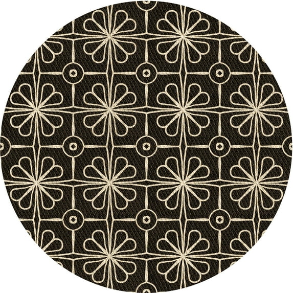 Ahgly Company Indoor Square Patterned Night Black Area Rugs, 3' Square