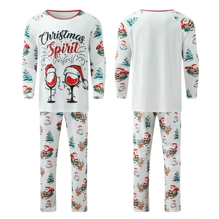 

Tangnade home pajamas Santa Claus Loungewear Family Matching Pajamas Set Women Men Kids Christmas Sleepwear Men Pajamas White L
