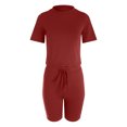 thumbnail image 4 of QGJZVUNL 2 Piece Sets for Women Summer Clothes Crop Short Sleeve Tops and Drawstring Shorts Workout Set Size L, 4 of 8