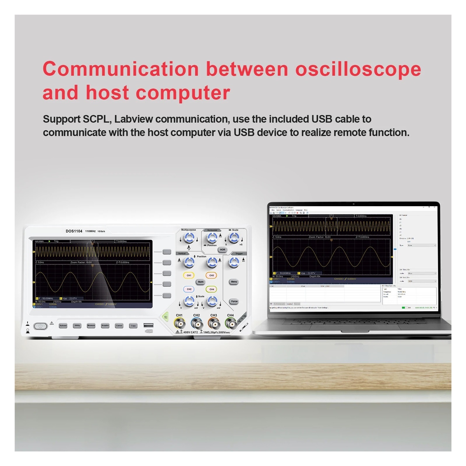 Digital Oscilloscope Bandwidth 1GS/s Sampling Rate 7-inch TFT Storage Desktop Oscilloscope ,Versatile Applications