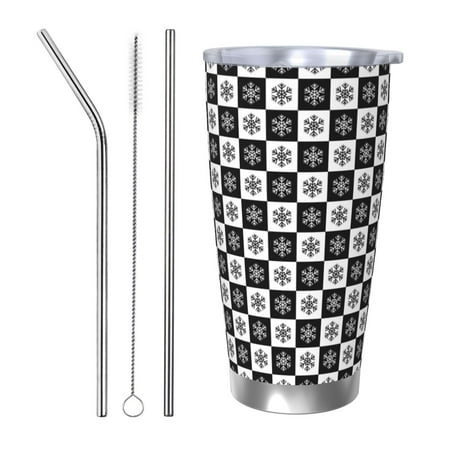 

Tideii Checkerboard With Snowflake 1 for 20OZ Car Cup Stainless Steel Cold and Hot Cup with Lid Suitable for Outdoor and Home Unisex-Straw Three-piece Set
