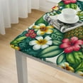 thumbnail image 4 of COMIO Waterproof Leaf Hawaiian Pineapples Tropical Palm Leaves Flowers Square Tablecloth White, 4 of 7