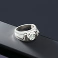 thumbnail image 5 of Gem Stone King 1.53 Ct Round Green Prasiolite Black Diamond 925 Sterling Silver Men's Ring, 5 of 5