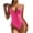 Pink, variant on AOOCHASLIY Clearance 2022 Popular Women Sexy Trendy One-Piece Hollow Out Bikini Solid Color Swimwear Swimsuit Beachwear Set