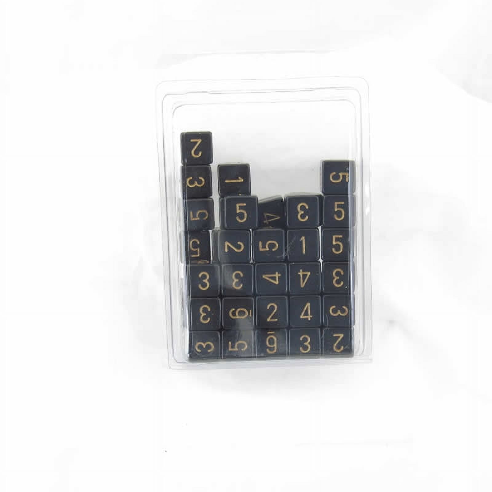 Black Opaque Dice with Gold Numbers D6 Aprox 16mm (5/8in) Pack of 50 Wondertrail