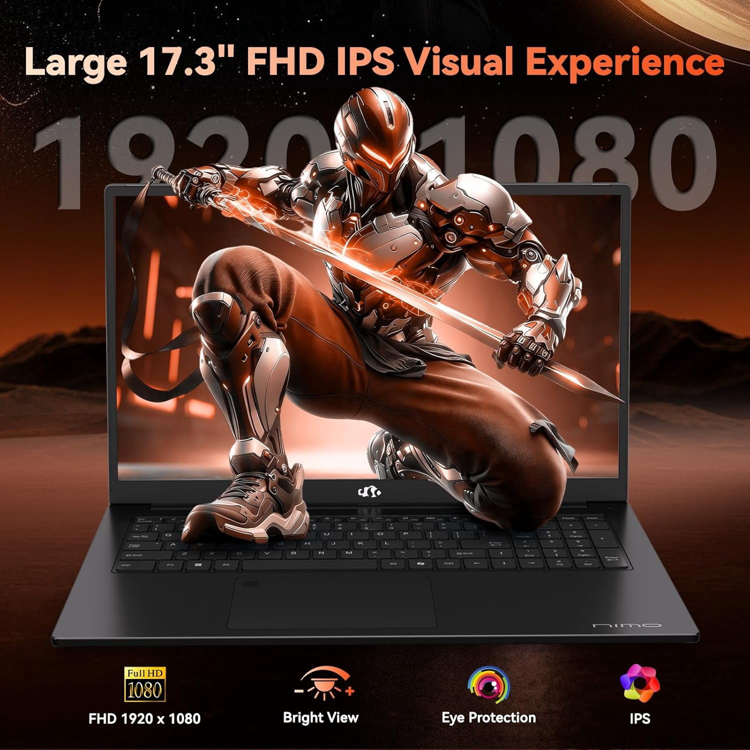 17.3" IPS FHD Gaming Laptop AMD Ryzen 7 7735HS 16GB DDR5 RAM 256GB SSD (Up to 4.75GHz, Beat i7-12650H) with Radeon 680M Graphics 180° Hinge Dual-Fan Cooling