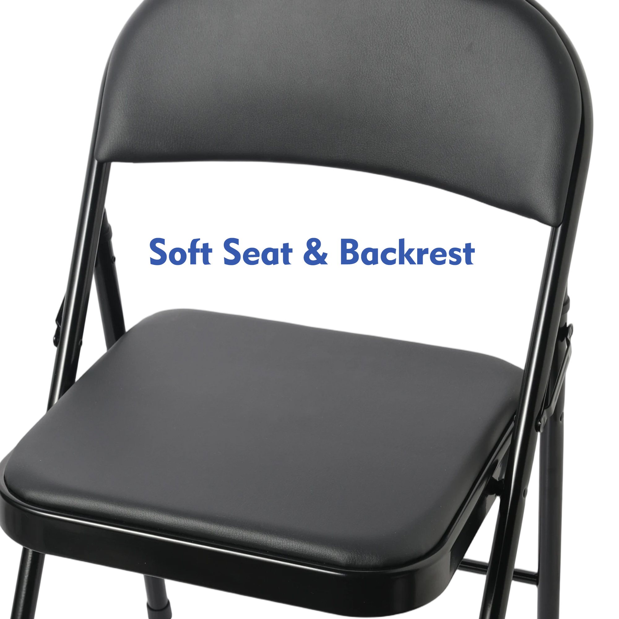 Mainstays Deluxe Vinyl Padded Folding Chair, Black, Set of 4 photo 4