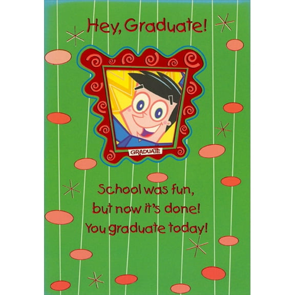 Designer Greetings Young Boy in Red Foil Framed Die Cut Window Juvenile / Kids Graduation Congratulations Card for Young Boy