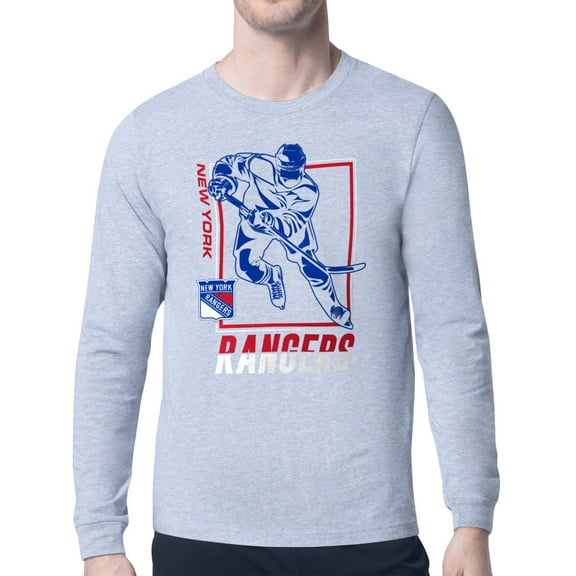 Men's Starter Heather Gray New York Rangers Player Grid Long Sleeve T-Shirt