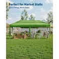 thumbnail image 3 of 10x20 Ft Heavy Duty Pop Up Canopy Tent with 6 Removable Mesh Sidewalls, Industrial-Grade Steel Frame, Weatherproof UV-Reflective Roof, One-Person Setup, Outdoor Event Shelter, Green, 3 of 6