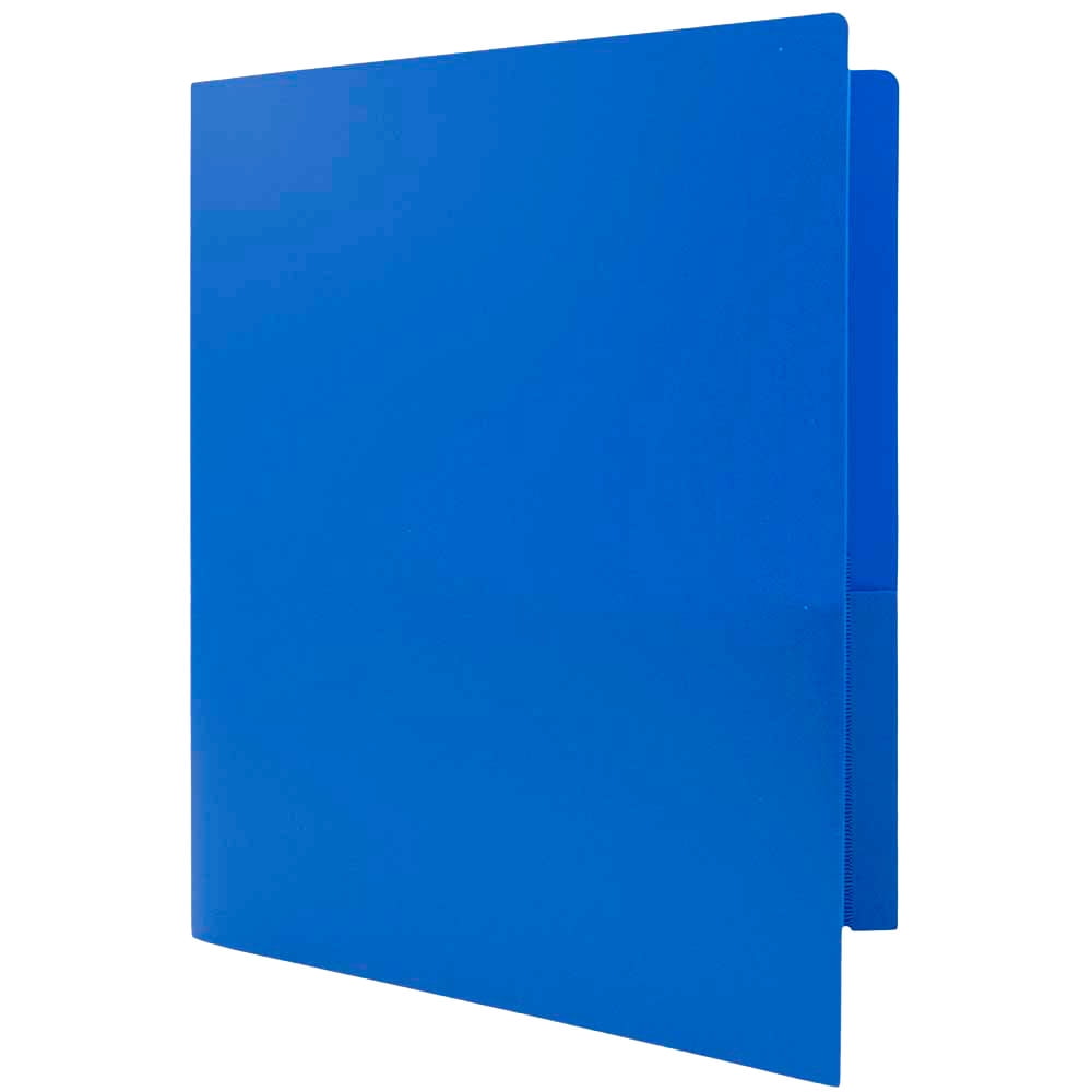 JAM Paper Heavy Duty Plastic Two Pocket Presentation Folders, Blue, 108/pack