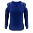 thumbnail image 3 of Hymorin Beaded Cold Shoulder Women 2Pcs Tracksuit Sets Tops+Pants Solid Lounge Wear, 3 of 4