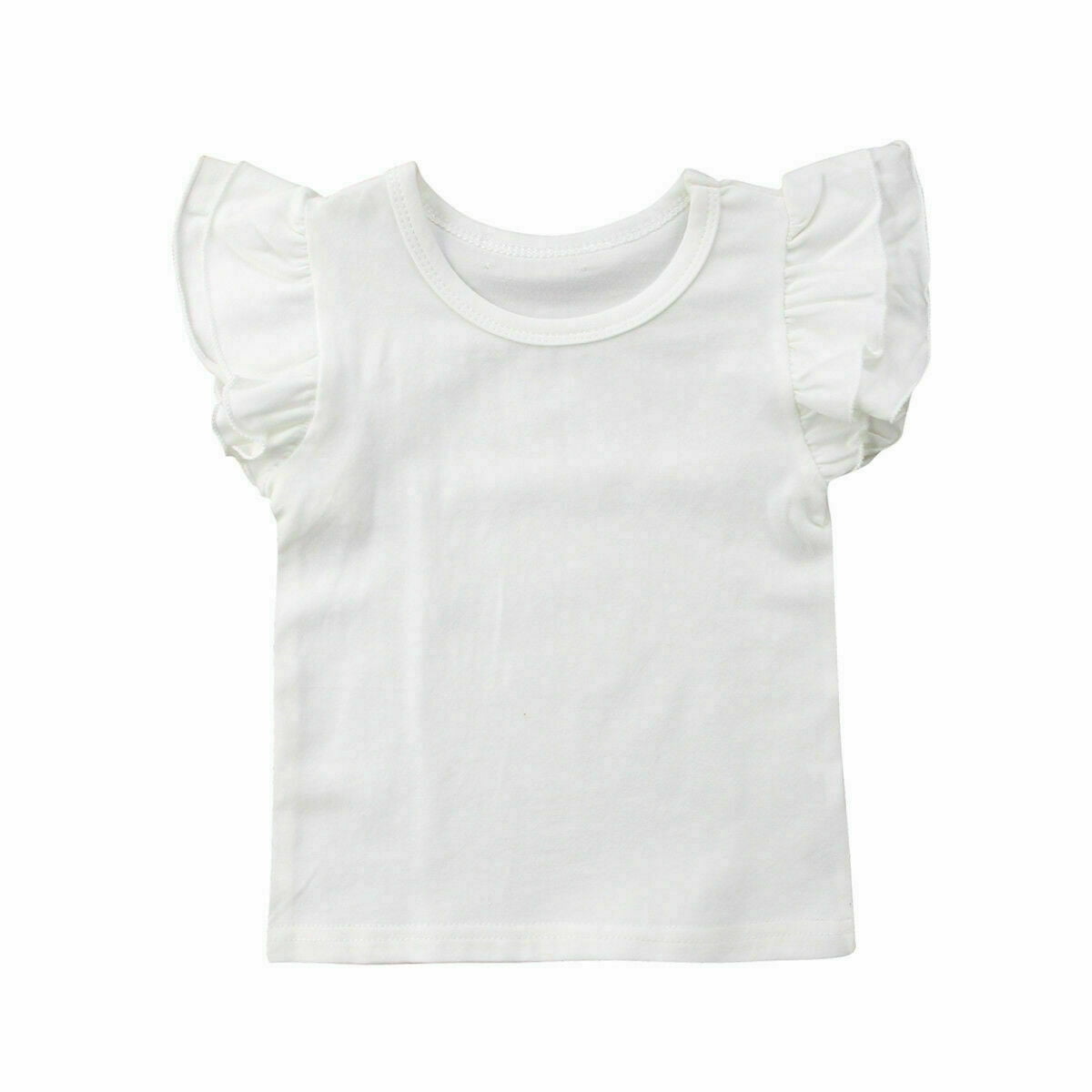 Laerion Toddler Baby Girls Ruffle T-Shirt Top Blouse Solid Color Basic Tees Plain Shirt 