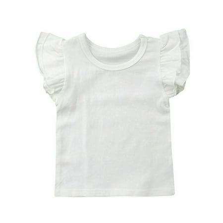 

Infant Baby Girls Lace Ruffle Sleeve T-shirt Top Tee Kid Summer Cotton Clothes