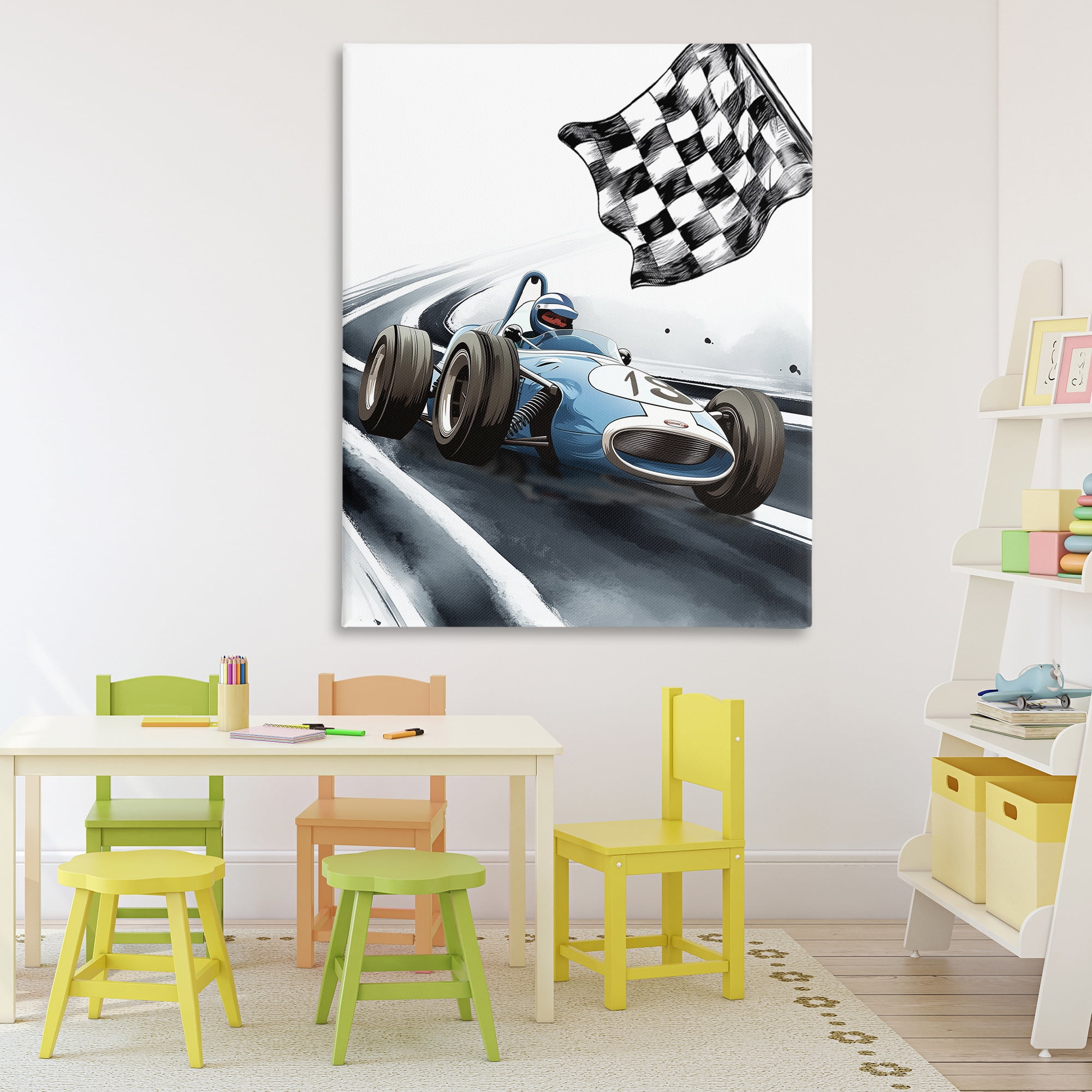 Stupell Industries Dynamic Racecar Driving Canvas Wall Art, design by Christine Simpson Art