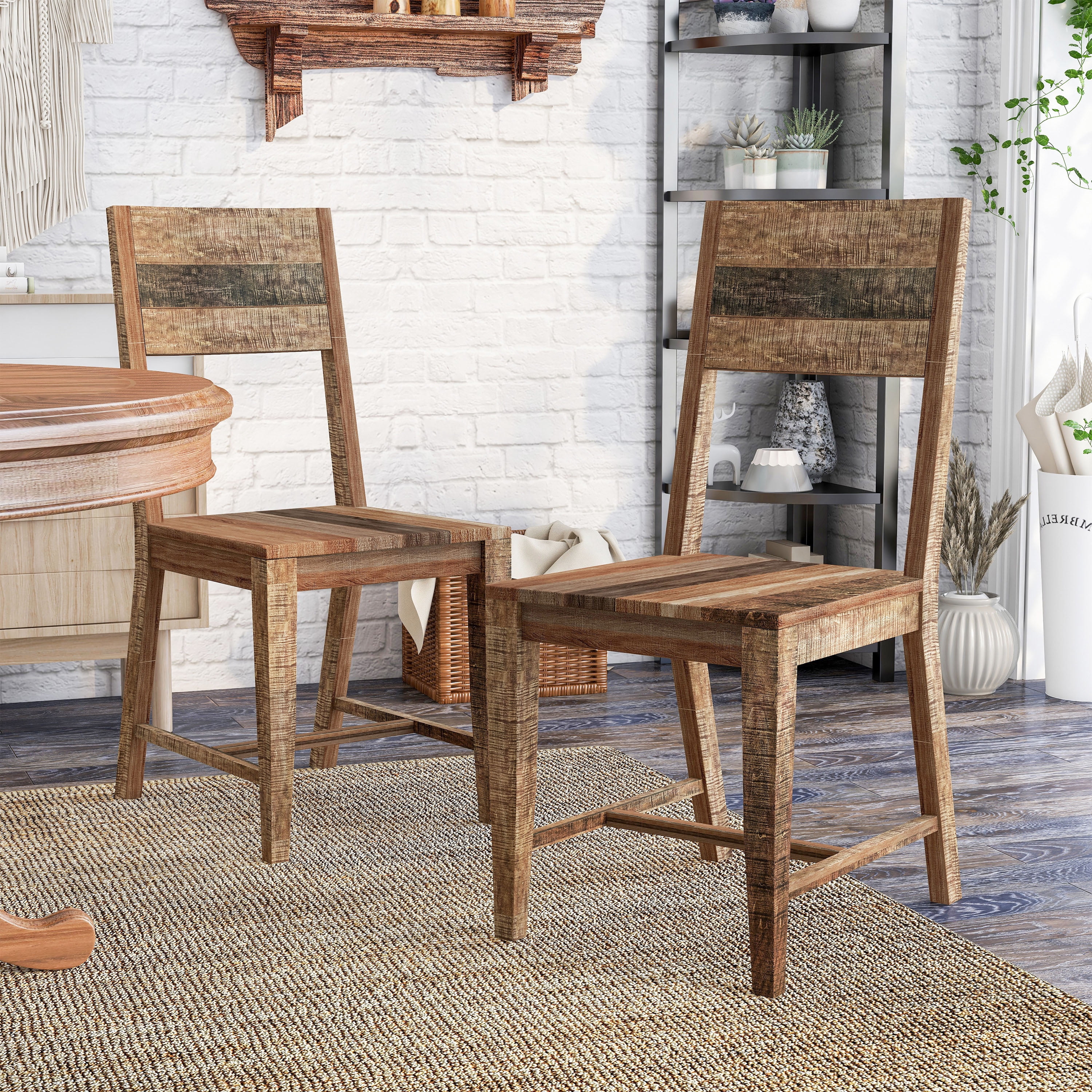 Furniture of America Acres Farmhouse Wood Dining Chairs-Set of 2, Natural Tone
