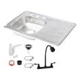 thumbnail image 1 of Fregadero Tarja Empotrar Acero Inox 80x50 C/kit Mezc Negra (Escurridor Derecho), 1 of 5