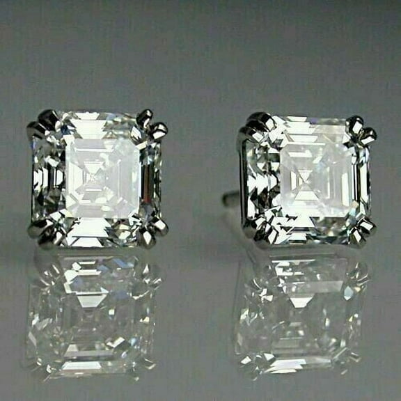 Attractive Women's 2.00Ct Asscher Cut Moissanite Solitaire 14K White Gold Plated Silver Stud Earrings