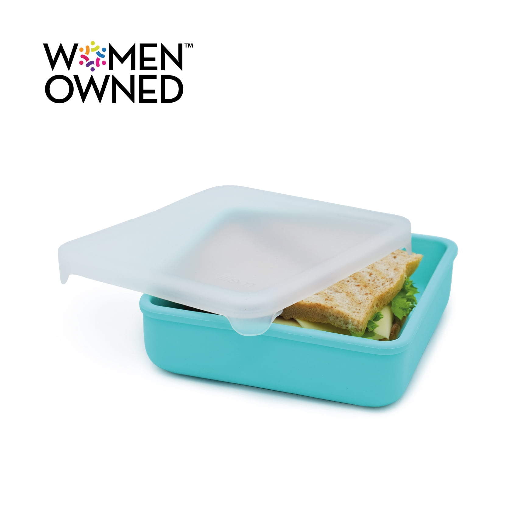 Melii Silicone Sandwich Food Storage Container, Reusable Leak-Resistant Lunch Container, Blue