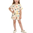 thumbnail image 2 of ITSAME Girls Summer Outfit 2-Piece Short Sleeve Crewneck Top and Shorts Kids Loose Casual Set Blue Size 7, 2 of 7